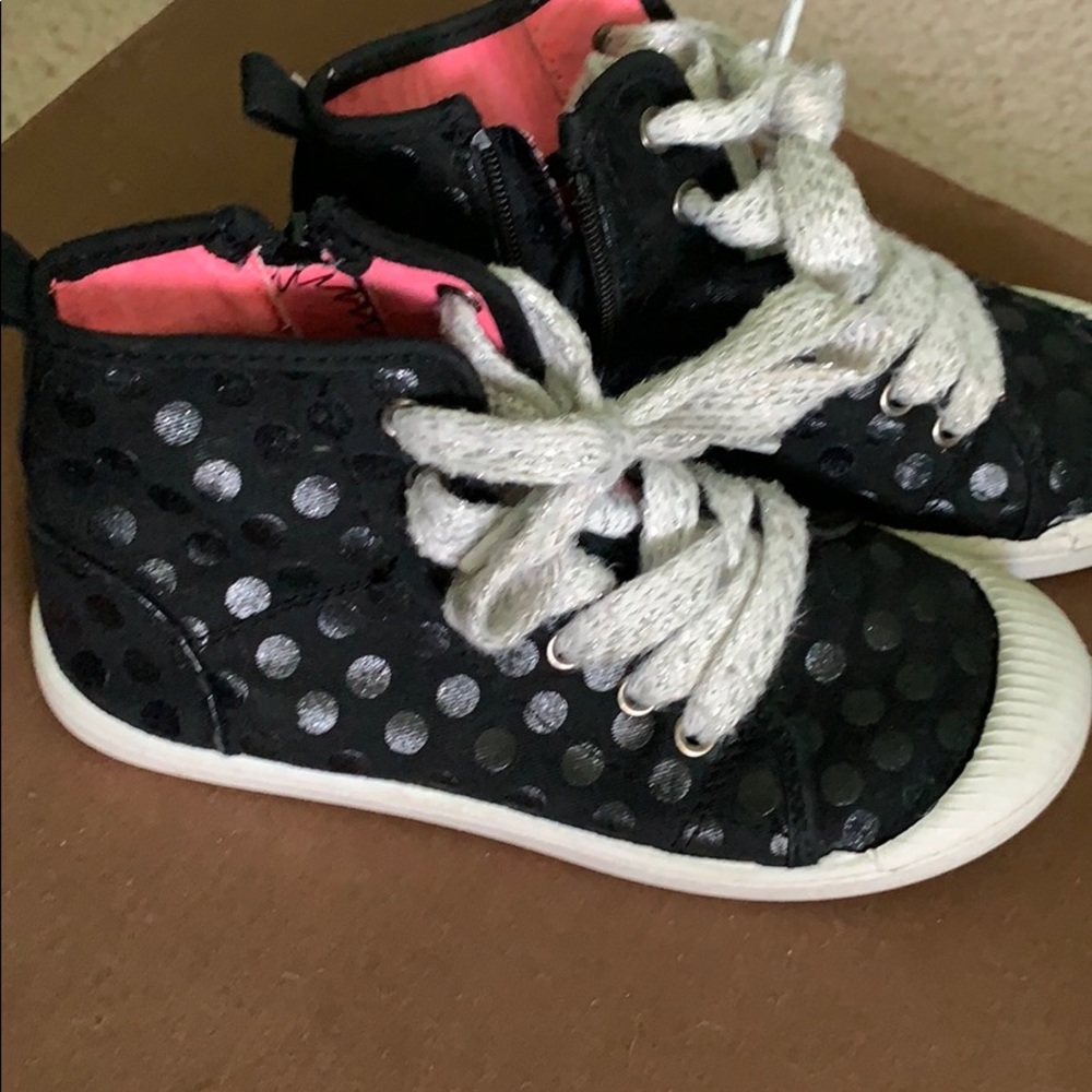 Black Polka Dot Cat and Jack Hightop Sneakers